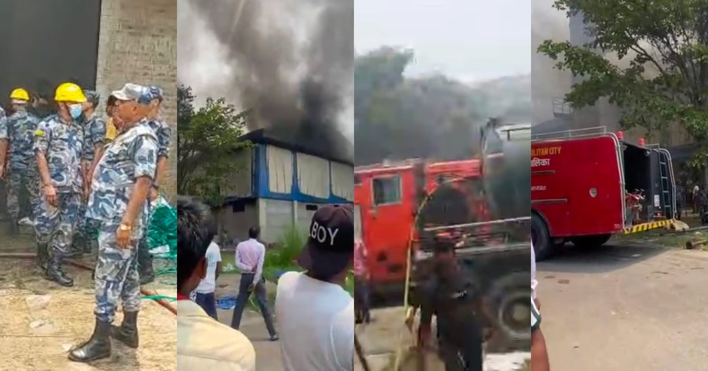 त्रिवेणी स्पाइनिङ धागो फ्याक्ट्रिमा भीषण आगलागी, पाँच दमकलद्वारा नियन्त्रण प्रयास जारी